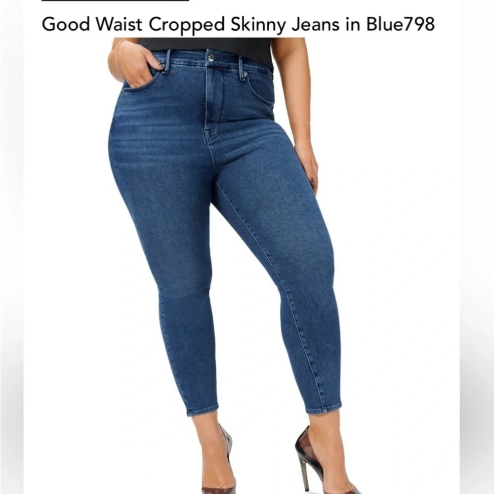 NWT Good American Good Waist Crop Skinny Jeans Size 14 | High Rise Shaping Fit - Picture 7 of 8